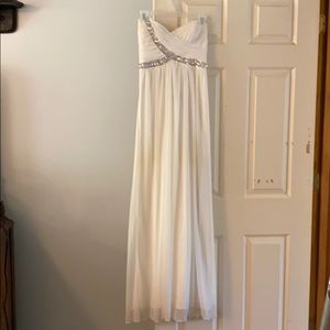 White strapless prom dress